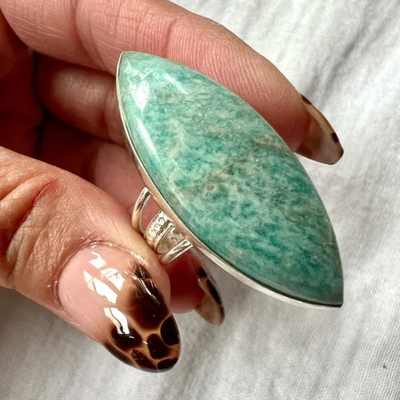 925 Marquis Peacekeeper Amazonite Ring 8.25